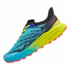 Chaussures Hoka Speedgoat 5 Bleu Clair Vert Noir Femme -Hoka Chaussures Boutique hk 0001123158 sbb 004