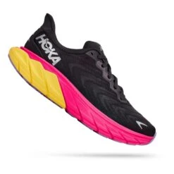 Chaussures HOKA Arahi 6 Noir Fuchsia Jaune Femme