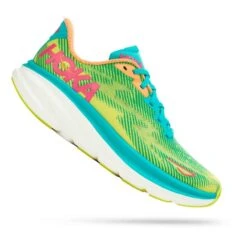 Chaussures HOKA Clifton 9 Vert Jaune Bleu Clair