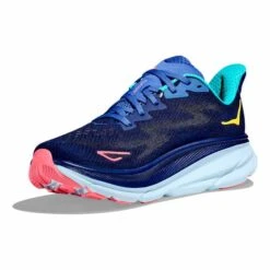 Chaussures HOKA Clifton 9 Bleu Foncé Lilas Rose Clair Femme -Hoka Chaussures Boutique hk 1127896 bbc 003
