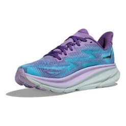 Chaussures HOKA Clifton 9 Bleu Clair Lilas Blanc Femme -Hoka Chaussures Boutique hk 1127896 cvp 003