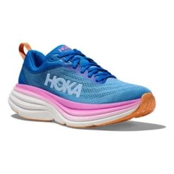 Chaussures HOKA Bondi 8 Bleu Marine Rose Clair Blanc Femme -Hoka Chaussures Boutique hk 1127952 csa 006