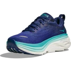Hoka Chaussures Running Femme - Bondi 8 - Bellwether Blue / Evening Sky -Hoka Chaussures Boutique hoka bondi 8 womens running shoes bellwether blue evening sky 6 1502138