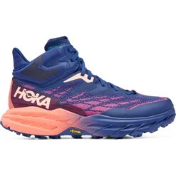 Hoka Chaussures Running Femme - Speedgoat 5 Mid GTX - Bellwether Blue / Camellia -Hoka Chaussures Boutique hoka speedgoat 5 mid gtx women s hiking shoes bellwether blue camellia 5 1240500