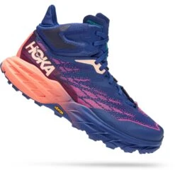Hoka Chaussures Running Femme - Speedgoat 5 Mid GTX - Bellwether Blue / Camellia -Hoka Chaussures Boutique hoka speedgoat 5 mid gtx women s hiking shoes bellwether blue camellia 8 1240503